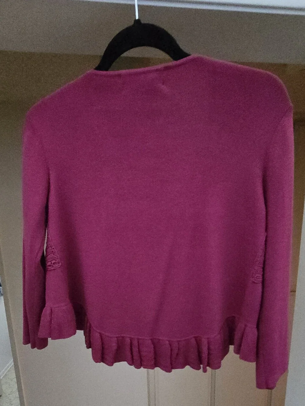 Joseph Berry Pink Open-Front Crochet Trim Cardigan